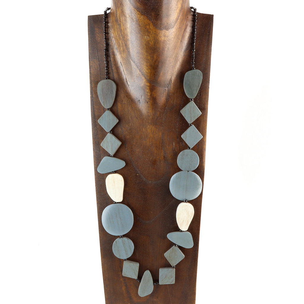 Collier Legian en Bois - Gris/Blanc