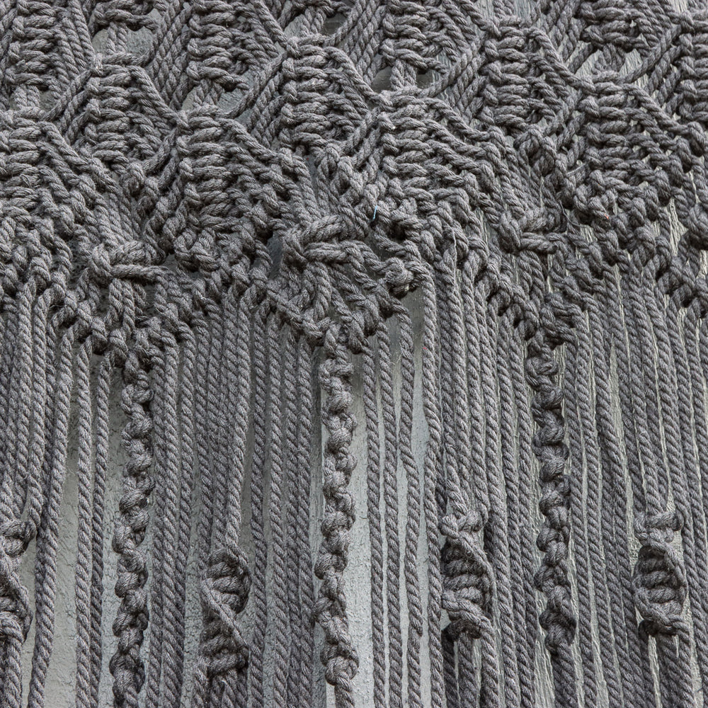 Tenture Murale Droite en Macramé - Noir