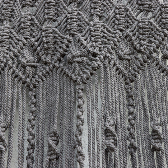 Tenture Murale Droite en Macramé - Noir