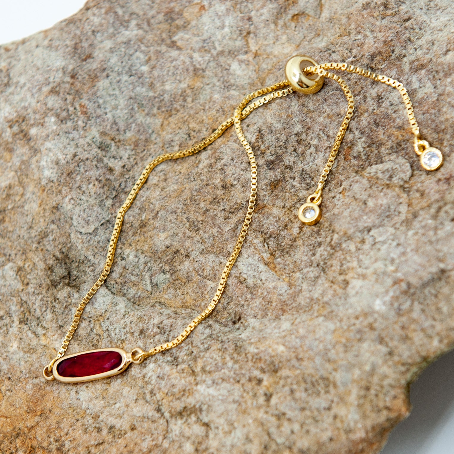 Thai Gold-Plated Costume Bracelet - Red