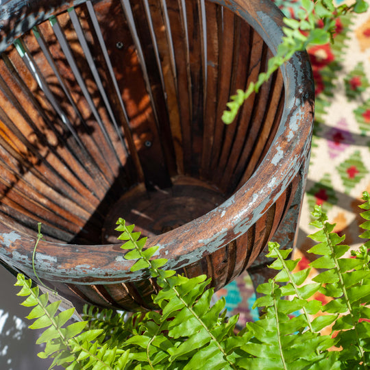 Teak Plant Stand - Gray Wash