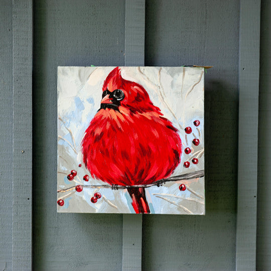 Cardinal on Branch - Painting