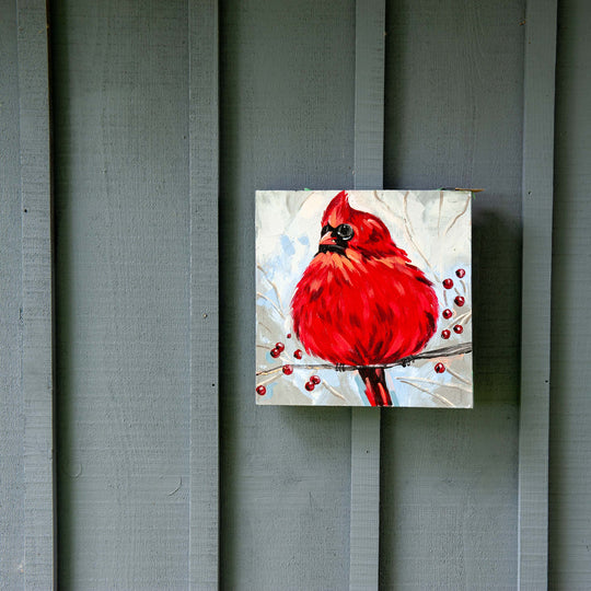 Cardinal on Branch - Painting