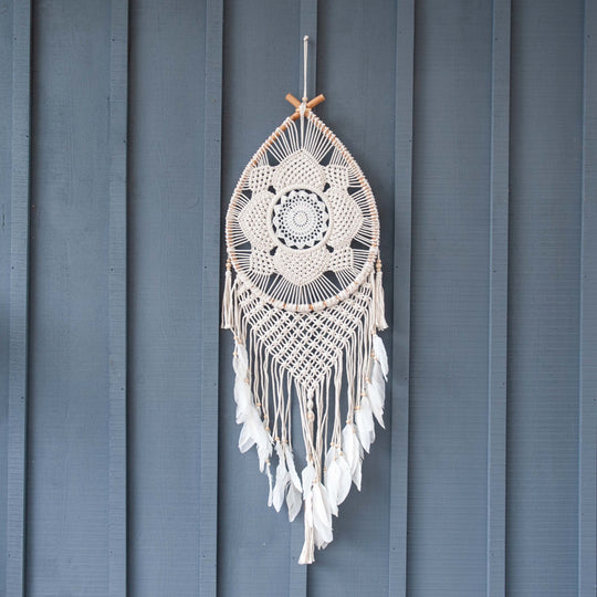 Macrame Teardrop Dreamcatcher Wall Hanging