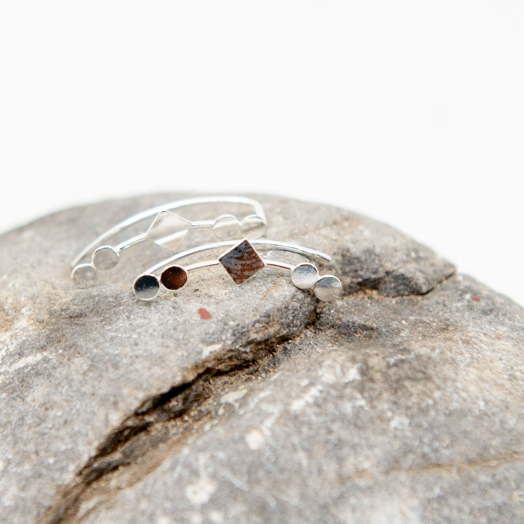 Silver Diamond and Circle Climber Earring