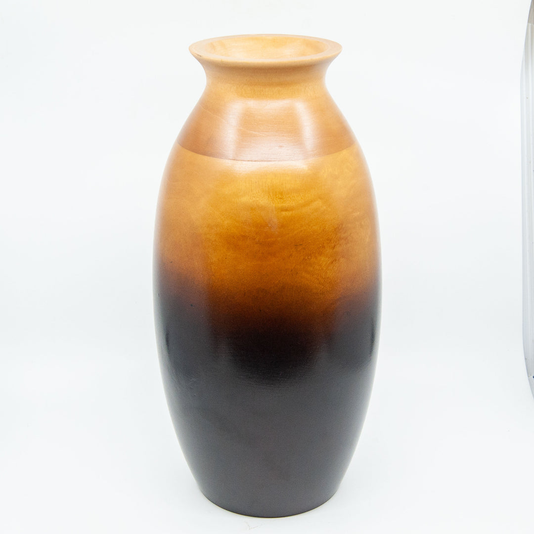 Grand vase ovale en bois de manguier - 14" (Ombre)