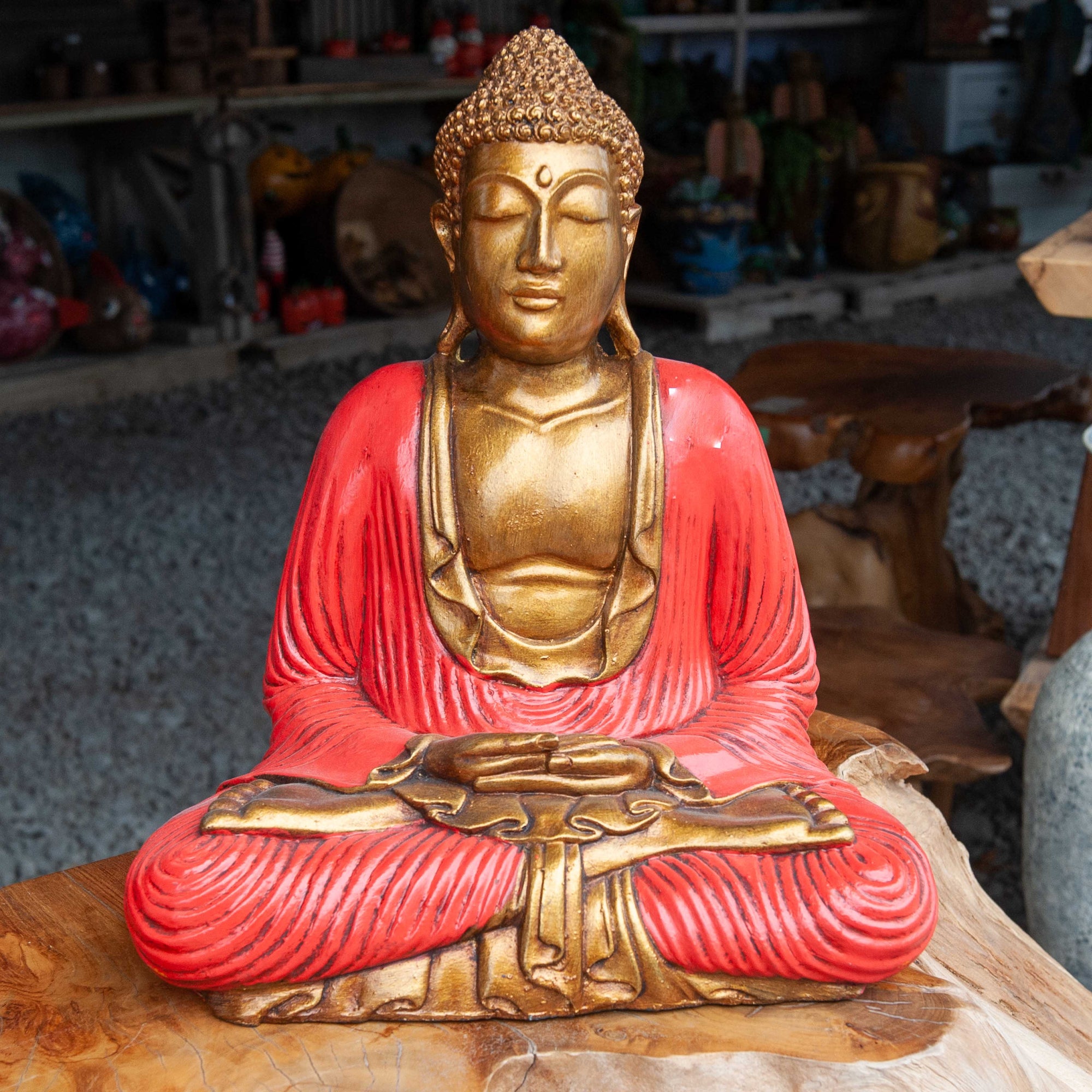 Painted Meditating Buddha - Medium