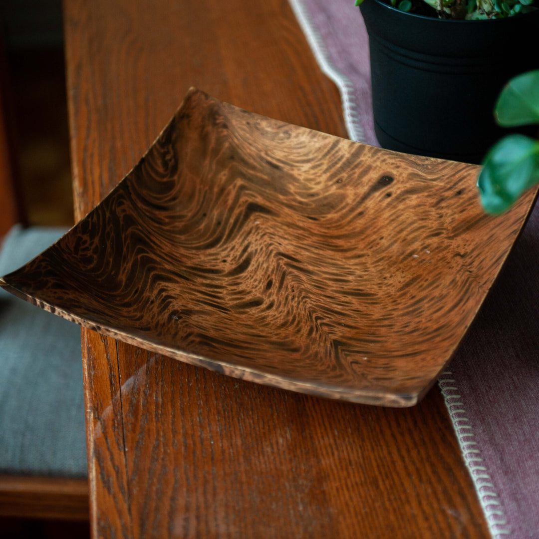 Mango Wood Large Square Plate - 12" (Tiger)