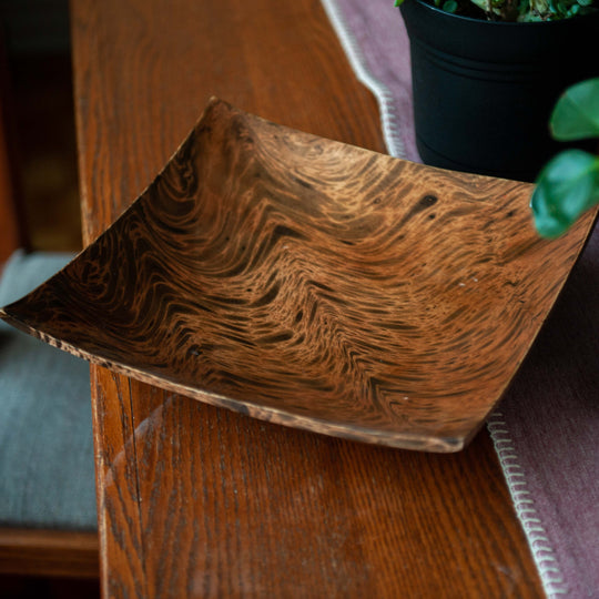 Mango Wood Large Square Plate - 12" (Tiger)