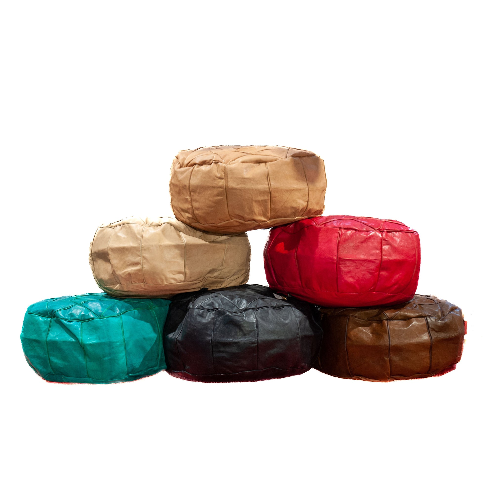 Egyptian Leather Smooth Pouf - Small