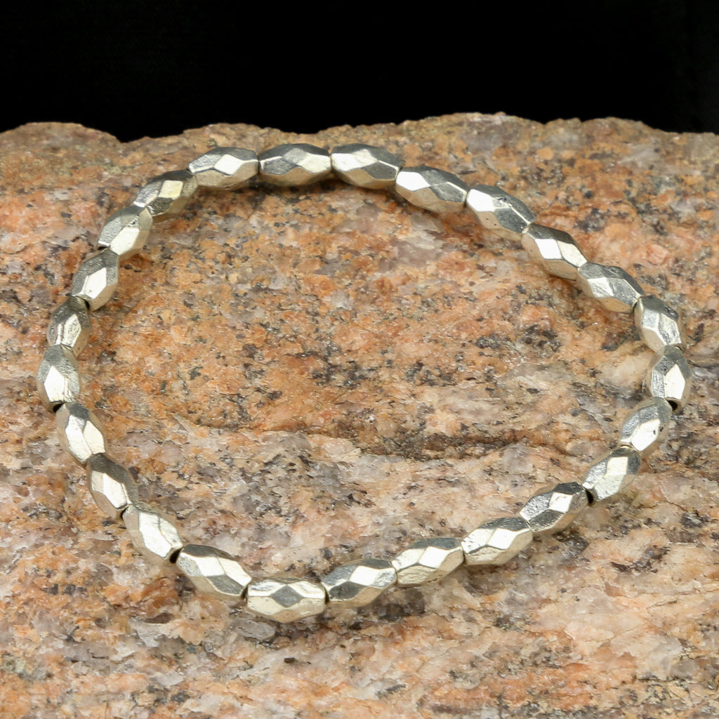 Silver Geometric Bead Bracelet