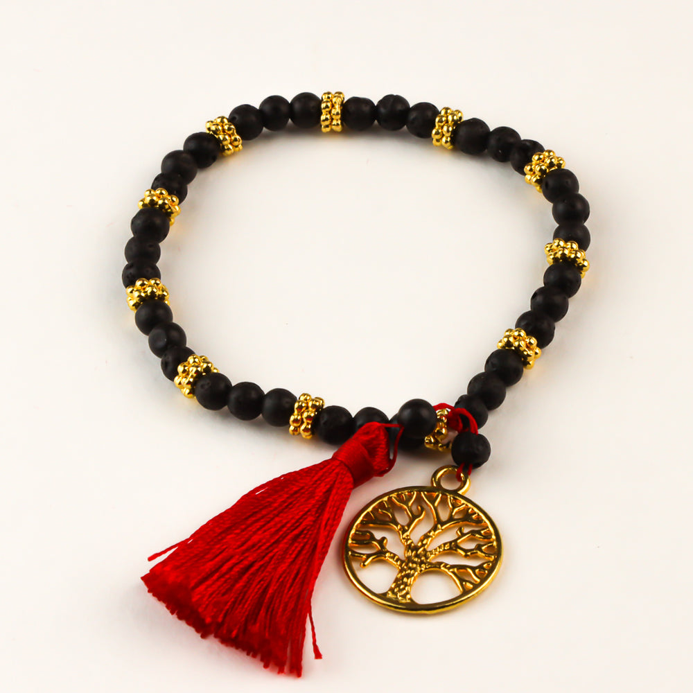 Bracelet extensible à breloques en perles de lave