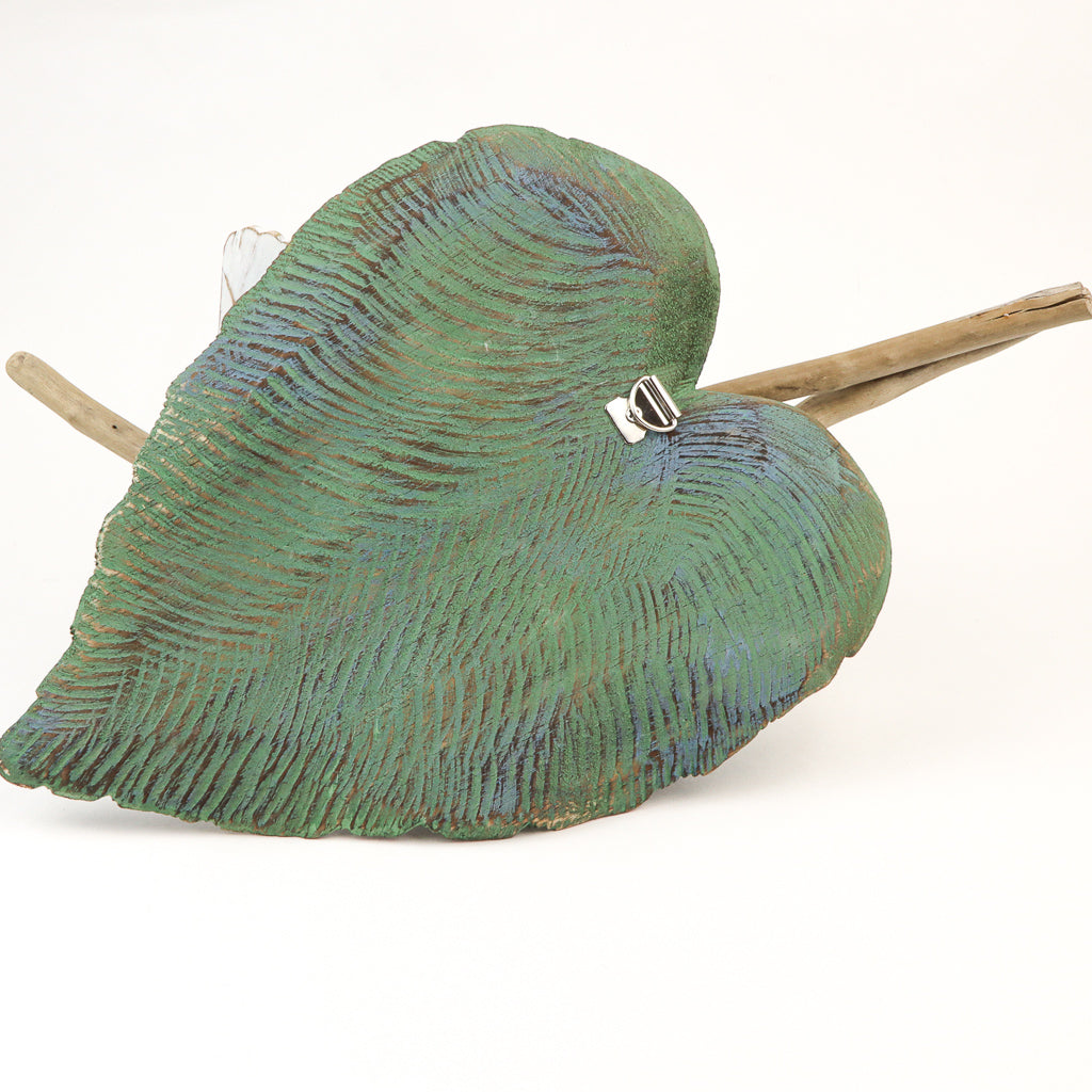 Oiseaux en bois flotté sur nénuphars - Vert