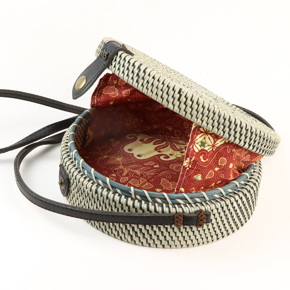 Boho Bag - White & Grey - Round