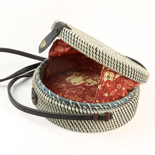 Boho Bag - White & Grey - Round