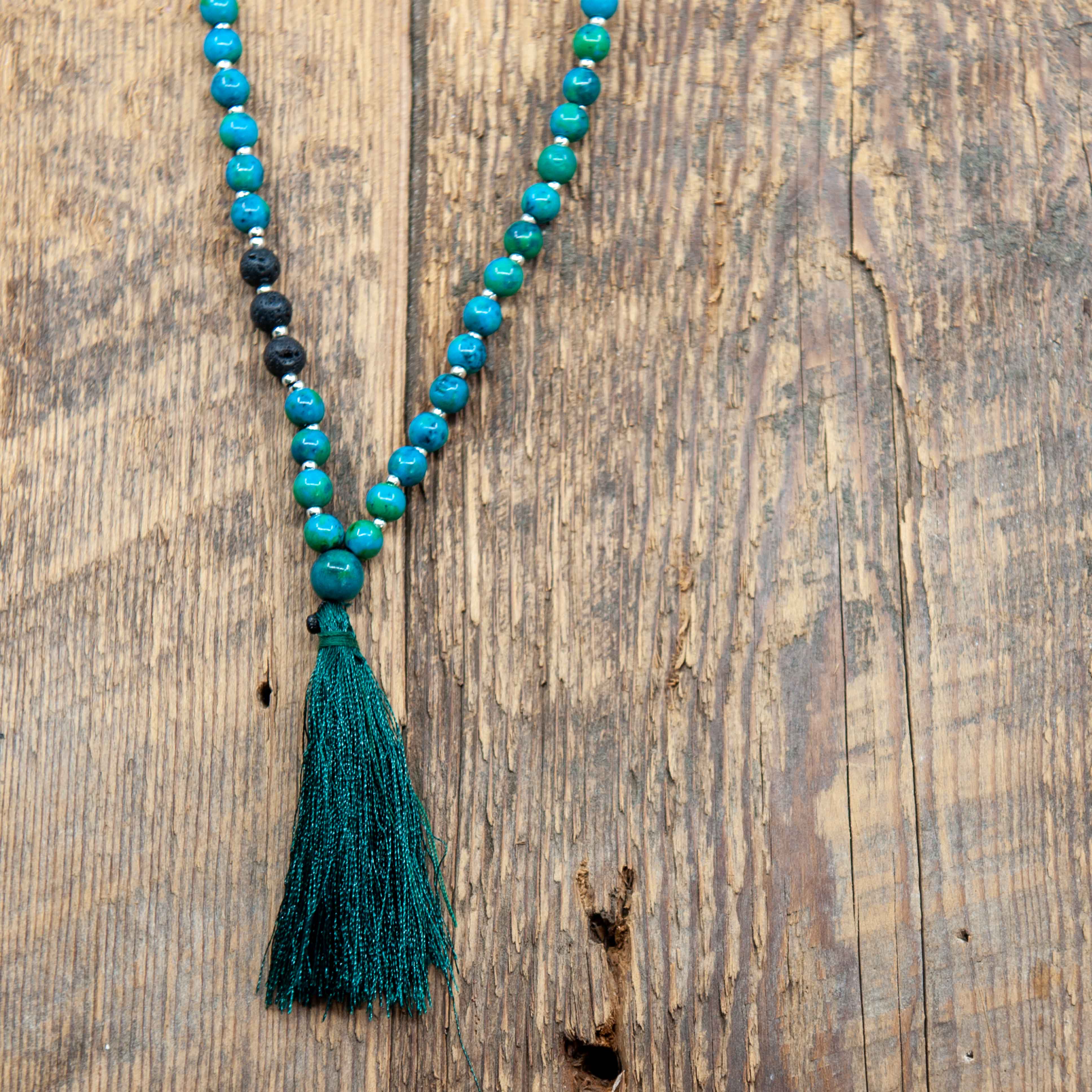 Chrysocolla Mala Beads 6mm One World Bazaar