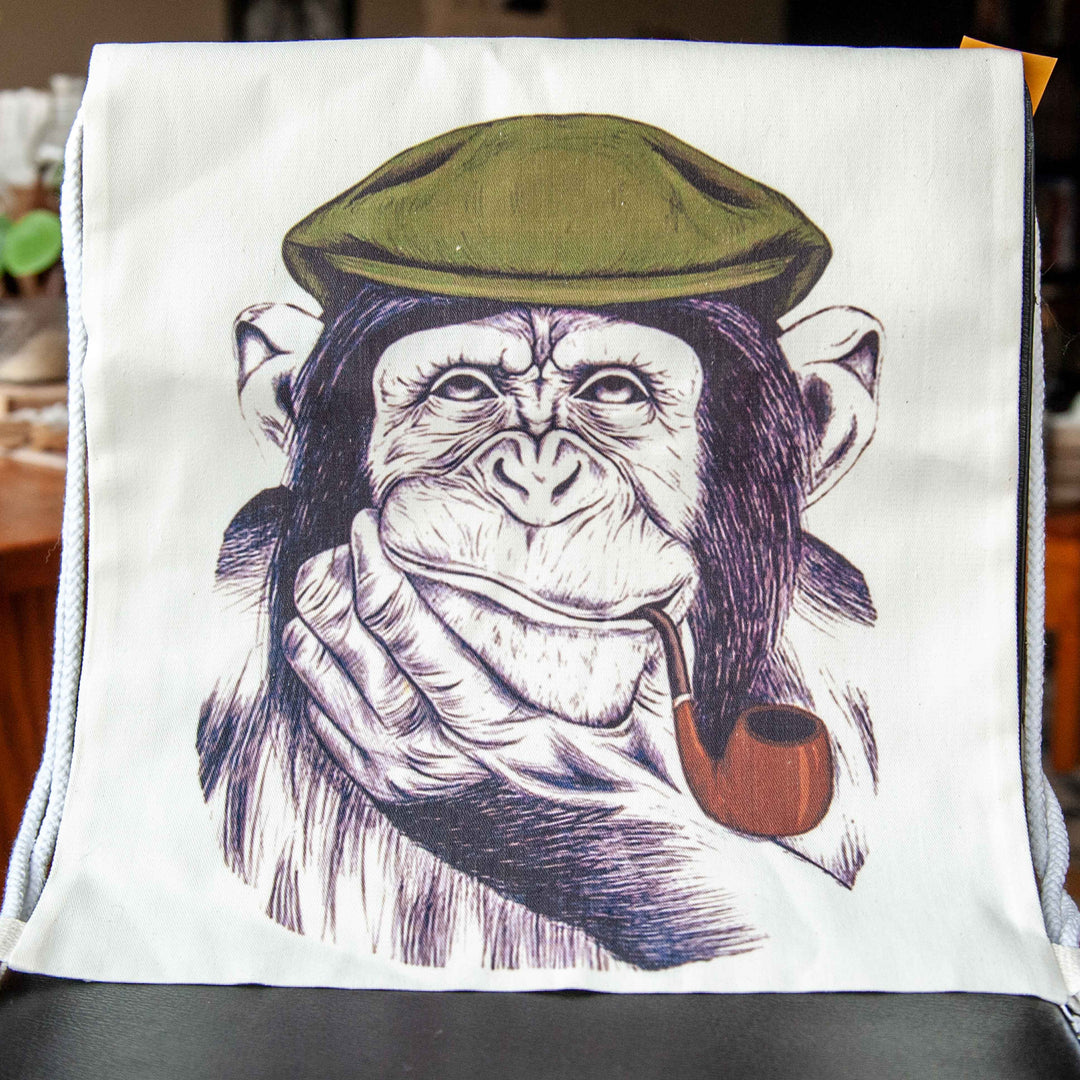 Thoughful Monkey Drawstring Bag