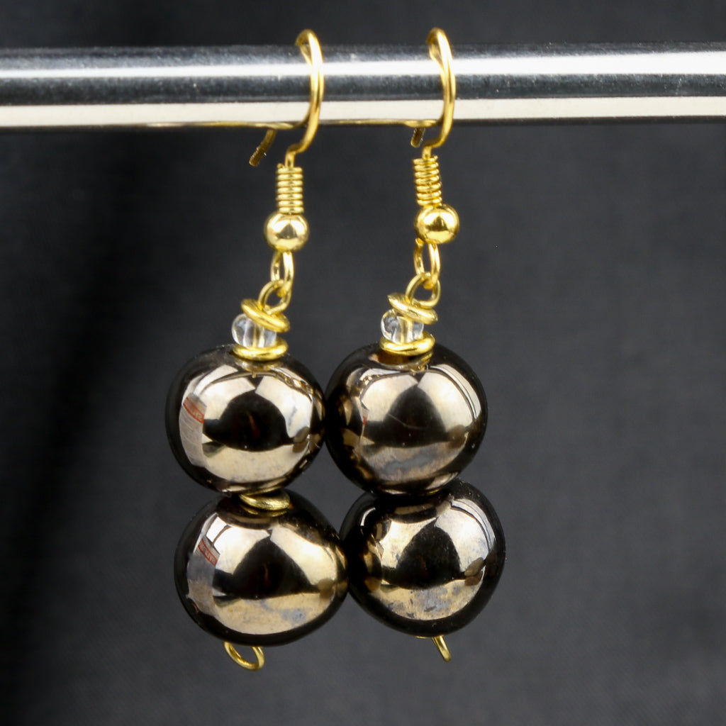 Brown Double Ball Earring