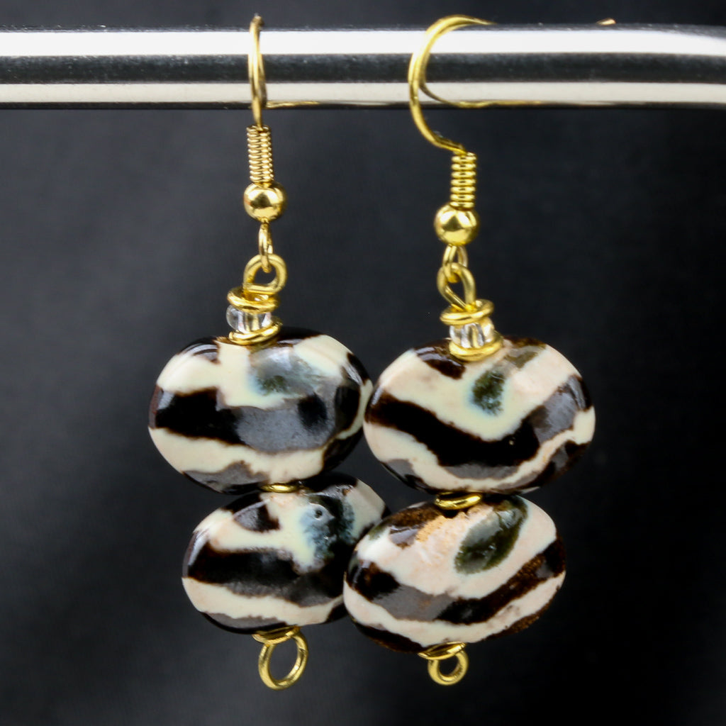 Zebra Double Oval Earring