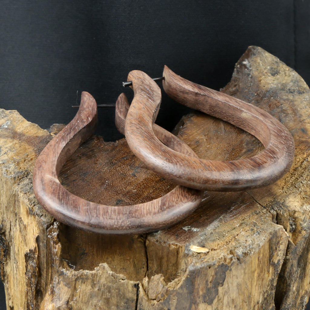 Boucles d'oreilles pendantes en bois