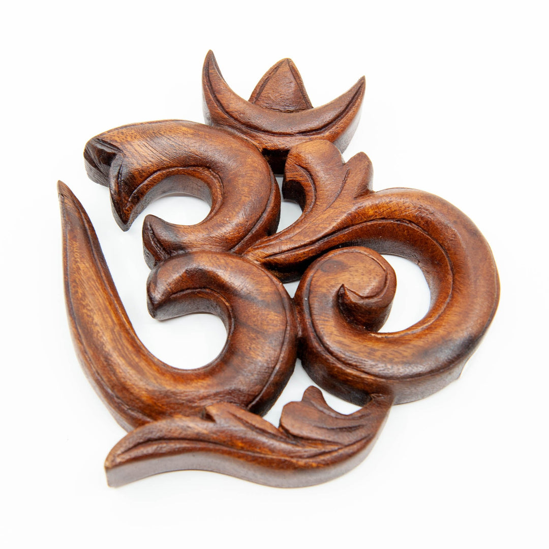 Dark Brown "Om" Wood Panel - 11.5"