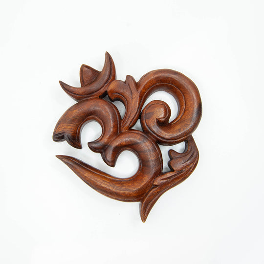 Dark Brown "Om" Wood Panel - 5.5"