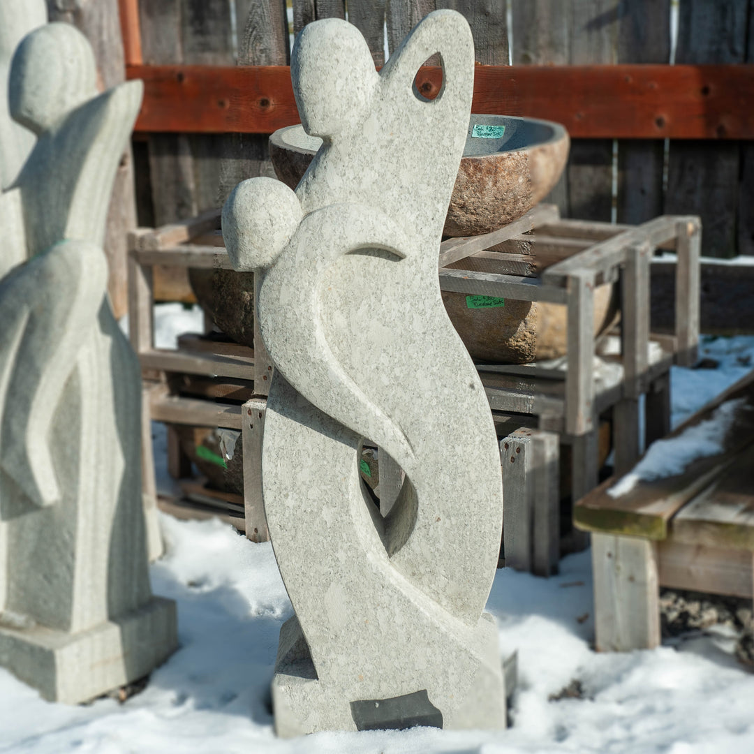 Javanese Breccia Stone Mother and Baby Statue