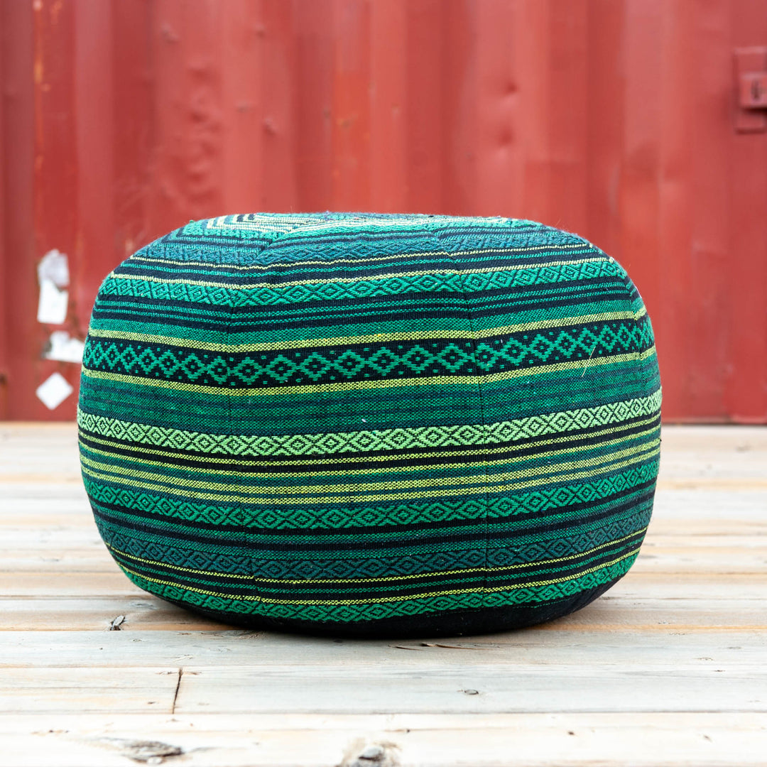 Cotton Weave Pouf - Forest Green
