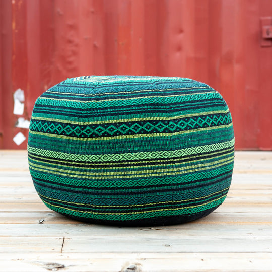 Cotton Weave Pouf - Forest Green