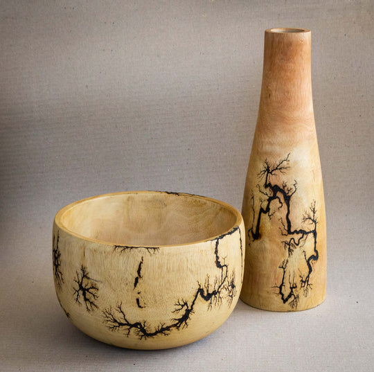 Bol à choc électrique en bois de manguier - 8"