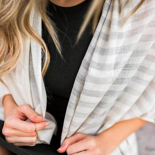 Half-Striped Scarf - Grey