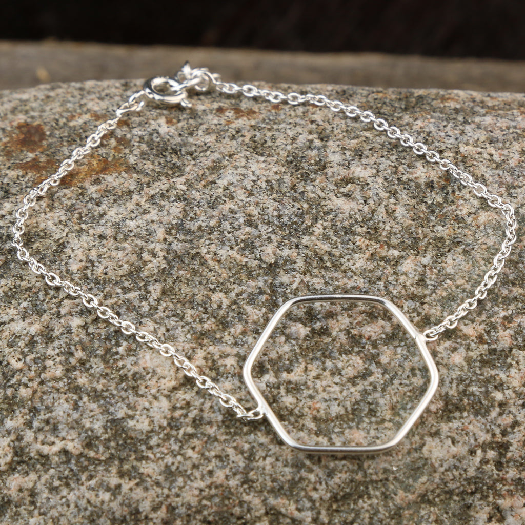 Bracelet Hexagone Argent
