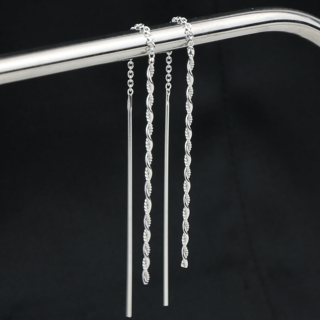 Silver Twisted Threader Earring
