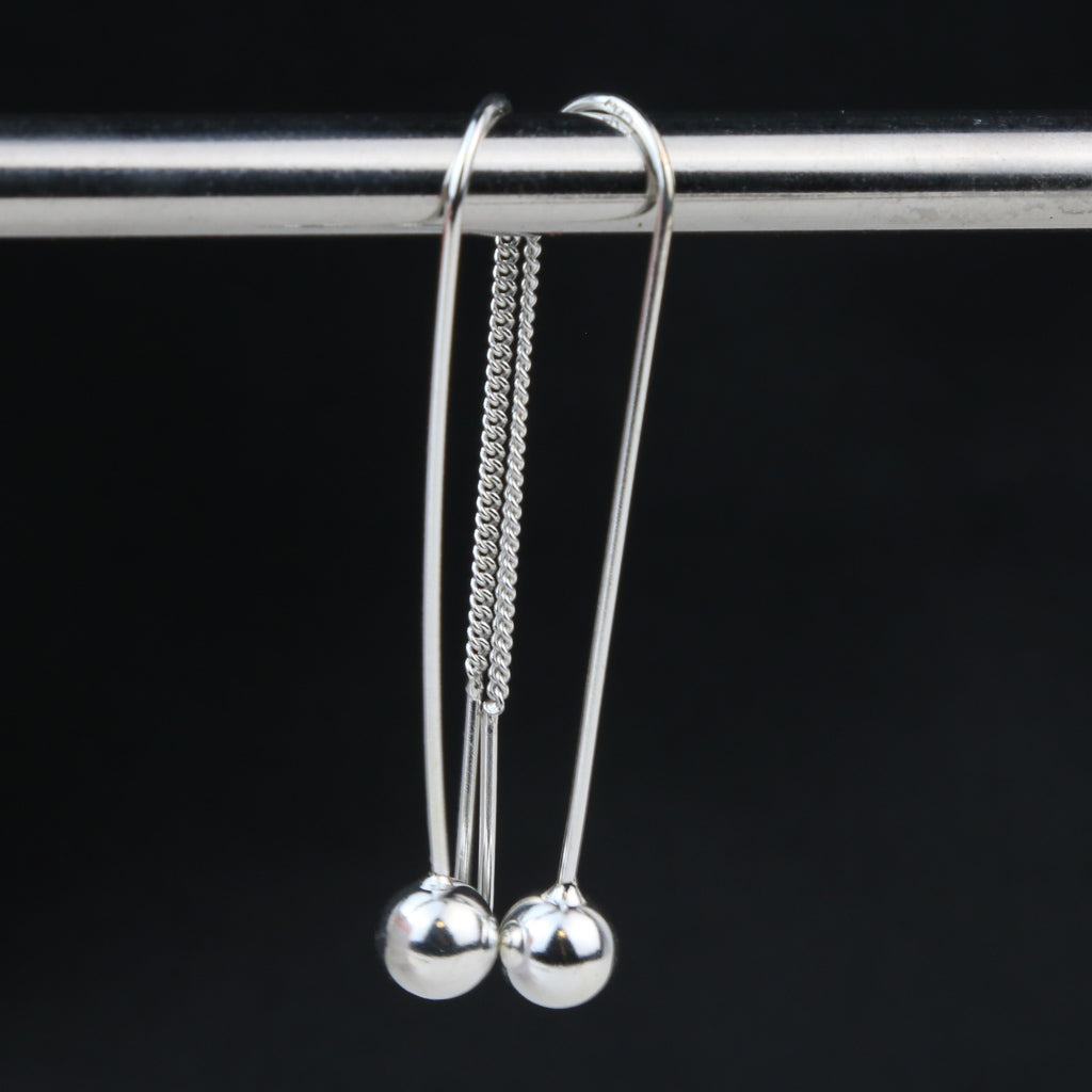 Silver Ball Threader Earring
