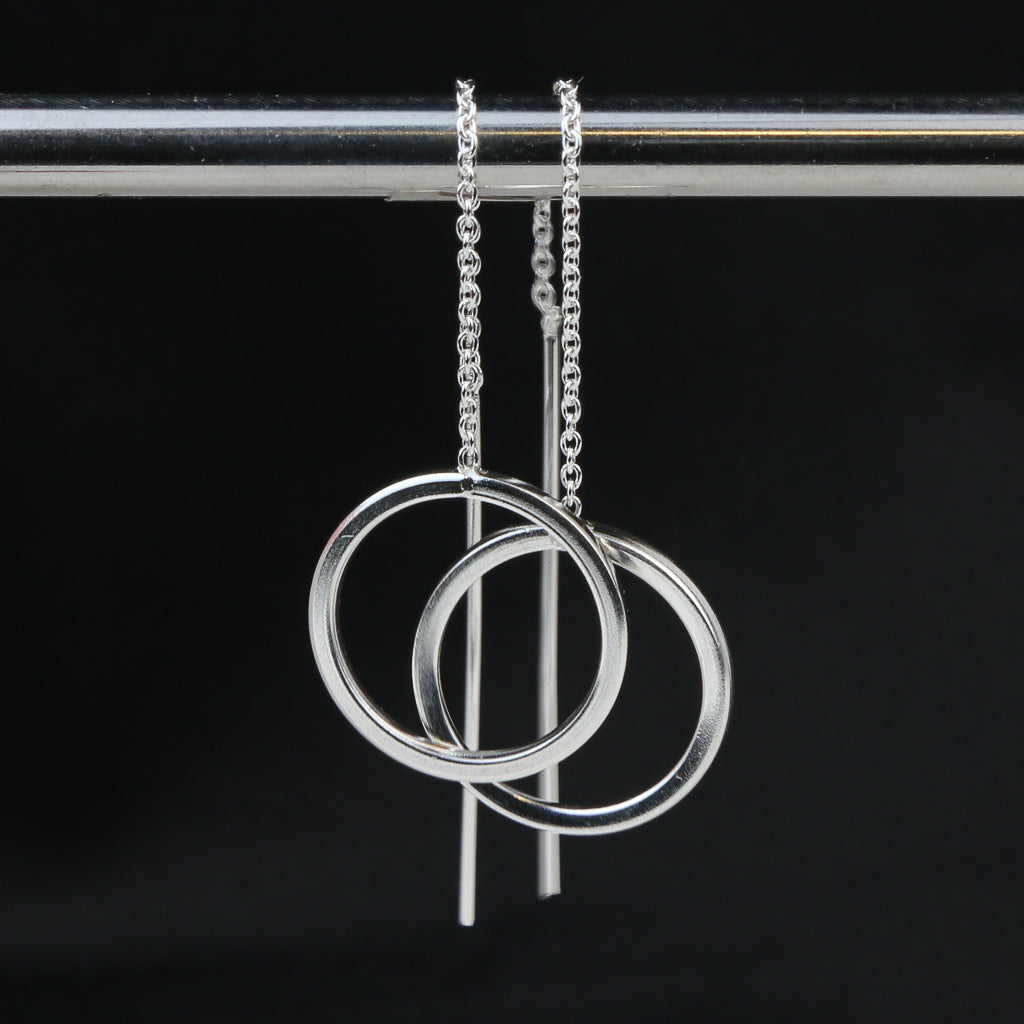 Silver Circle Threader Earring