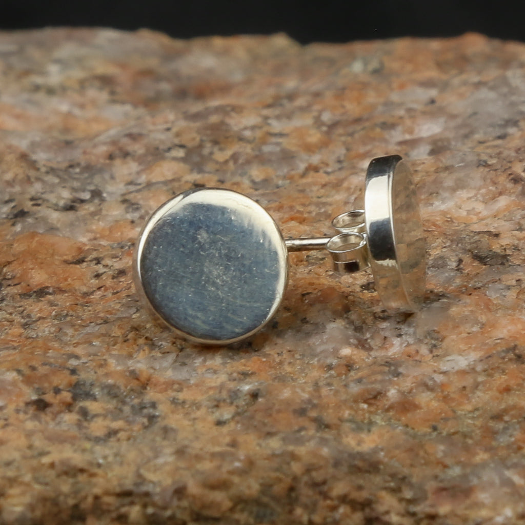Flat Round Silver Stud Earring