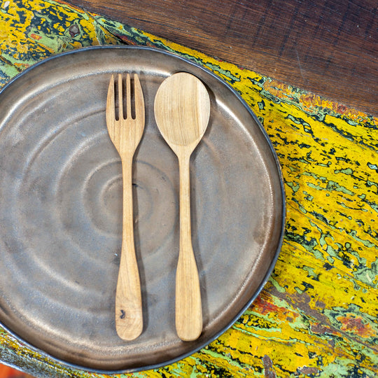 Teak Fork and Spoon Set