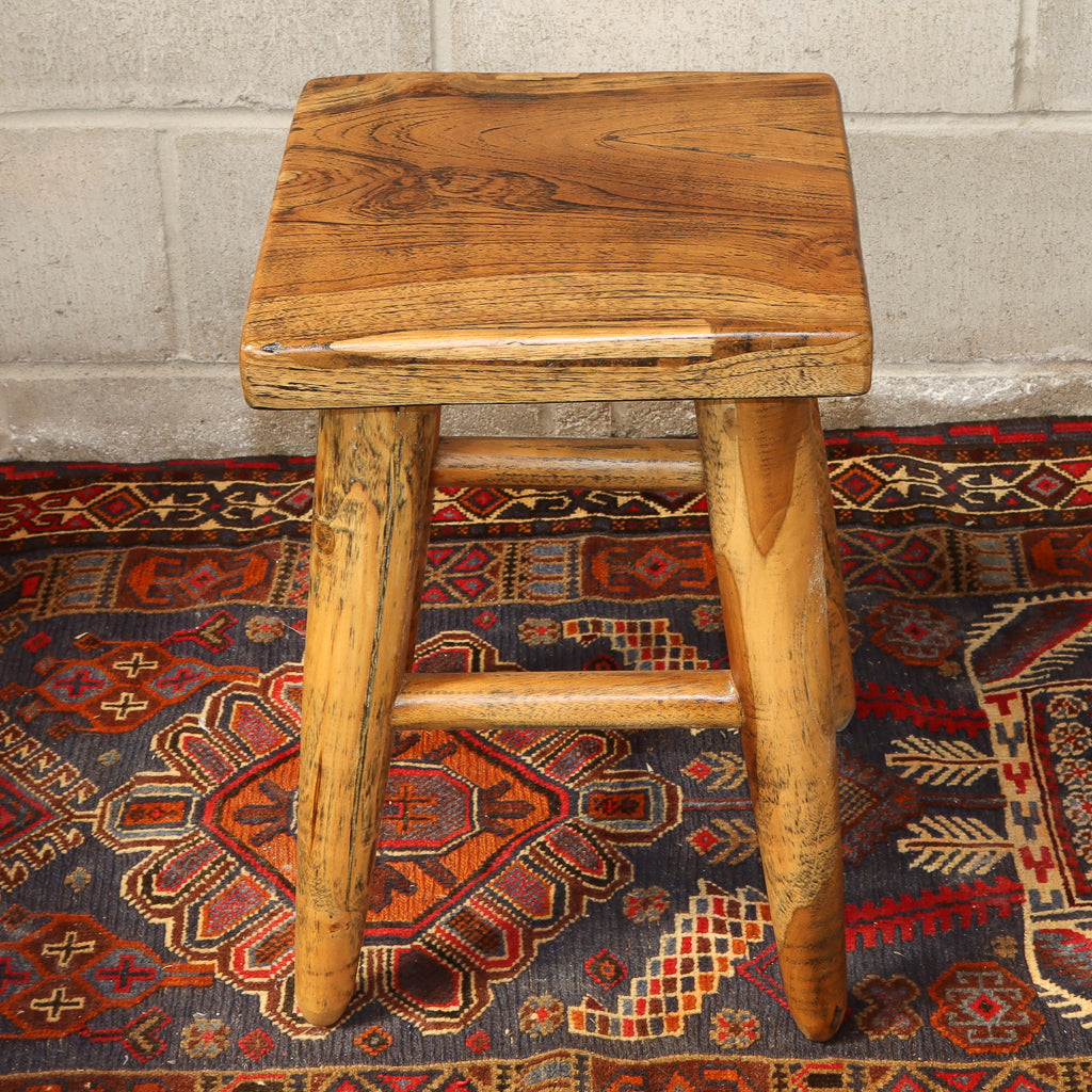 Reclaimed Rustic Teak Wood Stool
