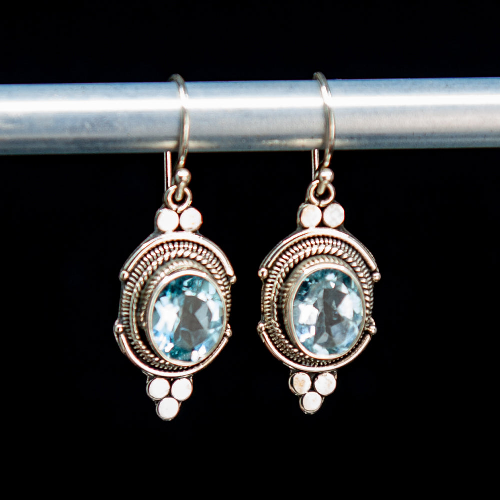 Blue Topaz Oval Drop Earrings