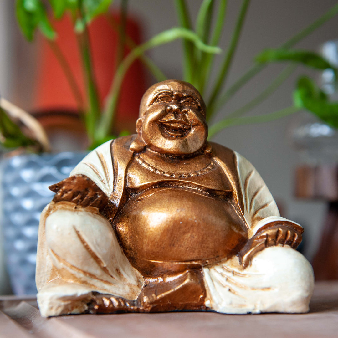 Happy Bouddha en résine - Noir