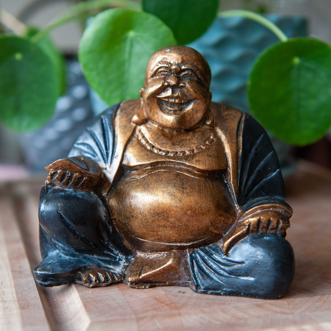 Happy Bouddha en résine - Noir