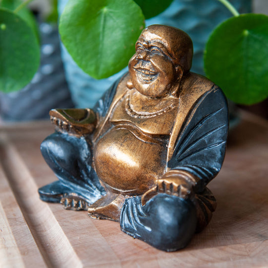 Happy Bouddha en résine - Noir