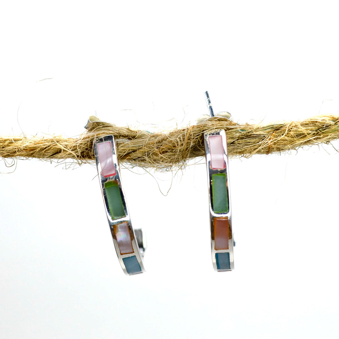 Thai Silver Rainbow Half-Circle Dangle Earring