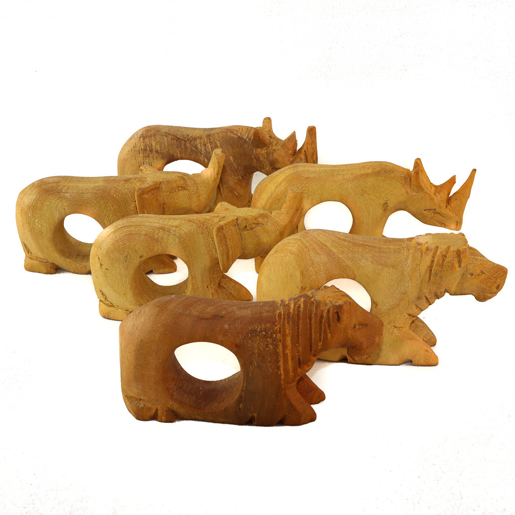 Natural Animal Napkin Holders - Assorted Set of 6