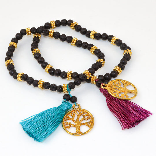 Bracelet extensible à breloques en perles de lave