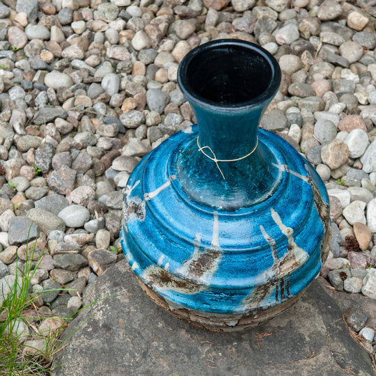 Lombok Ceramic Round Vase - Ribbed