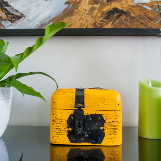 Petit coffre au trésor verrouillable mexicain - Jaune