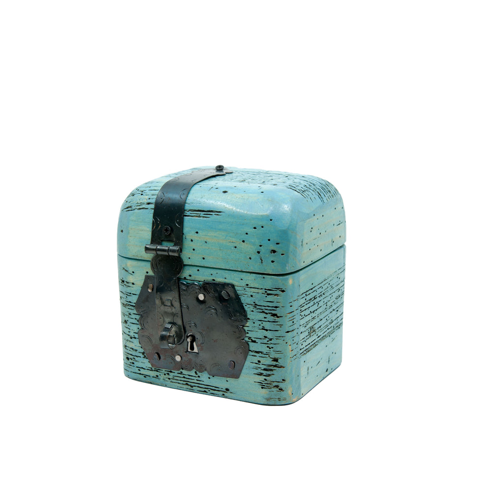 Small Mexican Locking Treasure Chest - Robin's Egg