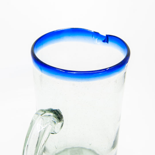 Mexican Glass Pitcher - Indigo Rim