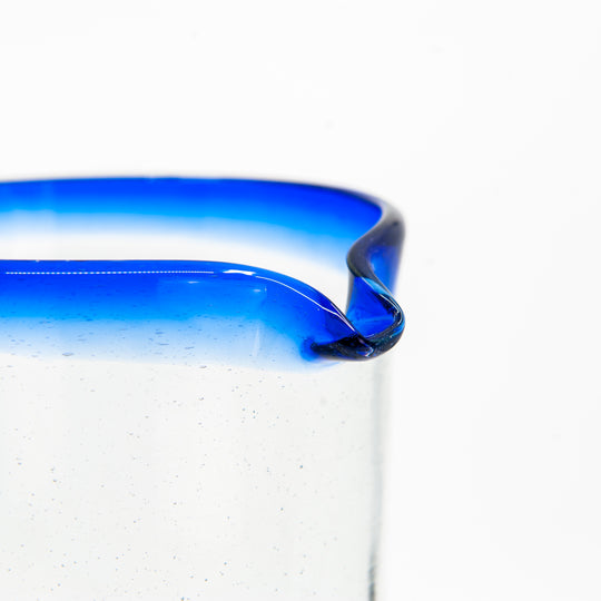 Mexican Glass Pitcher - Indigo Rim